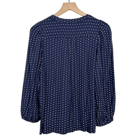 NWT GAP Navy Blue Dot Print Pintuck Pleated Blouse Size M Boho Preppy Office - Picture 6 of 8